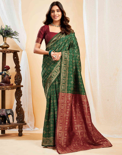 Dark Green Silk Weaving Banarasi Saree