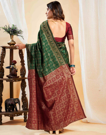 Dark Green Silk Weaving Banarasi Saree