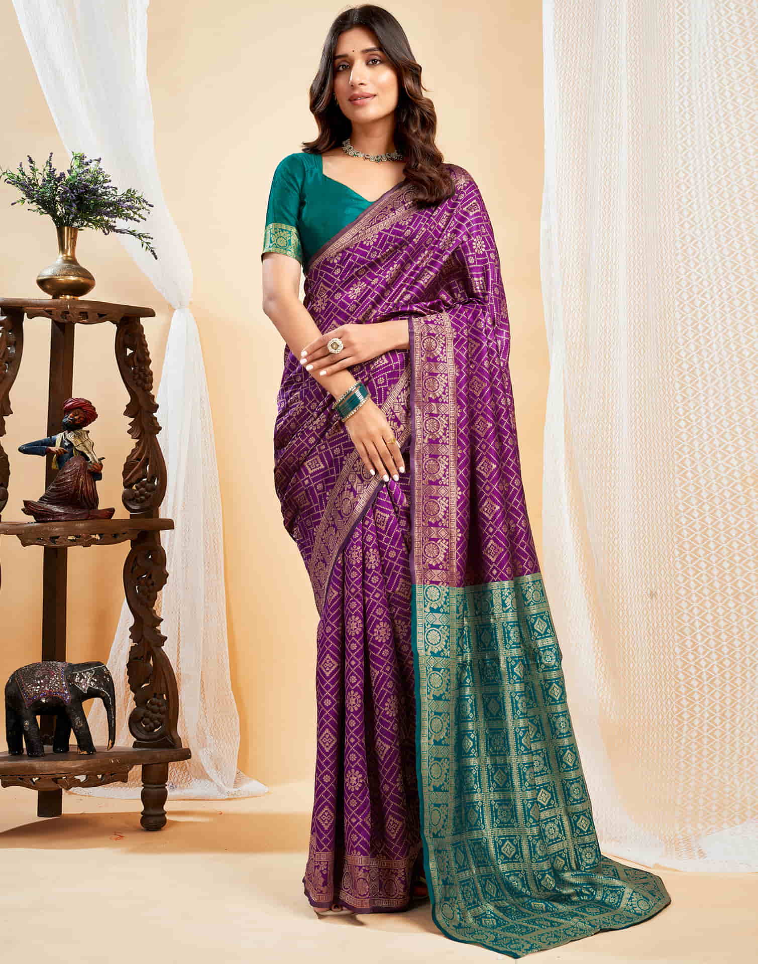 Purple Silk Woven Banarasi Saree