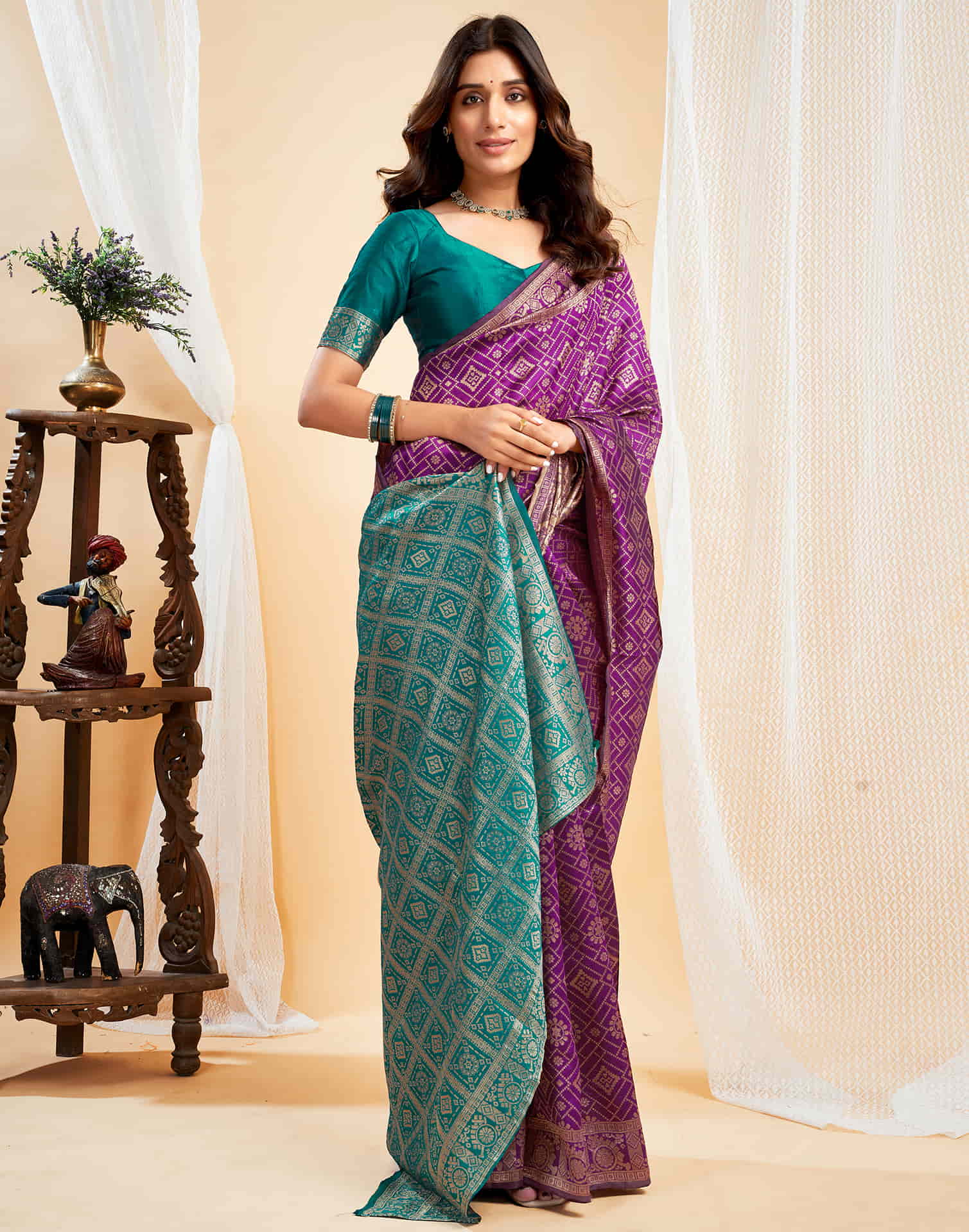 Purple Silk Woven Banarasi Saree