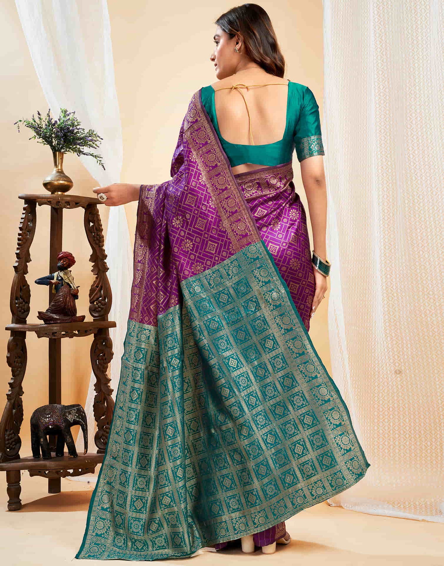 Dark Purple Silk Weaving Banarasi Saree