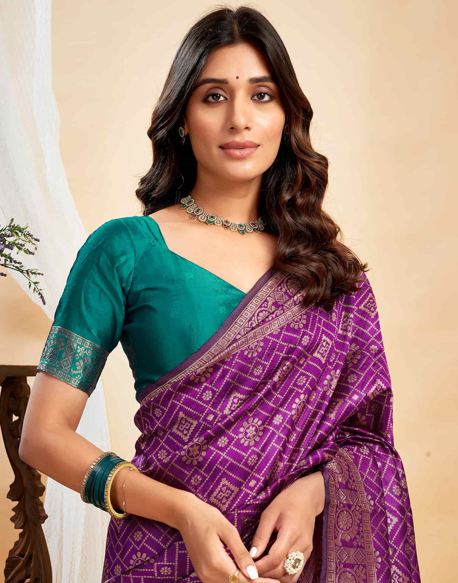 Purple Silk Woven Banarasi Saree