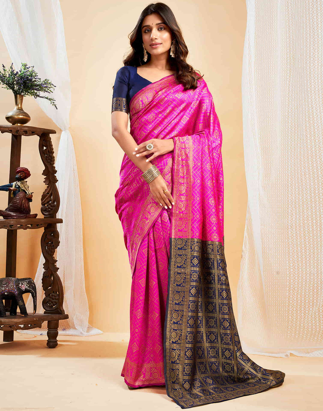 Magenta Silk Weaving Banarasi Saree