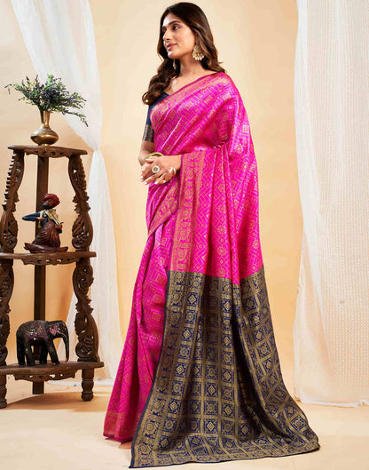 Pink Silk Woven Banarasi Saree