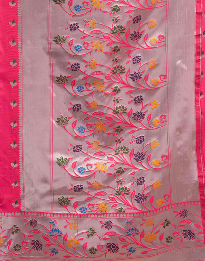 Bright Pink Silk Woven Paithani Saree