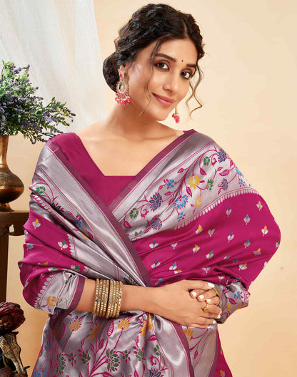 Rani Pink Silk Woven Paithani Saree