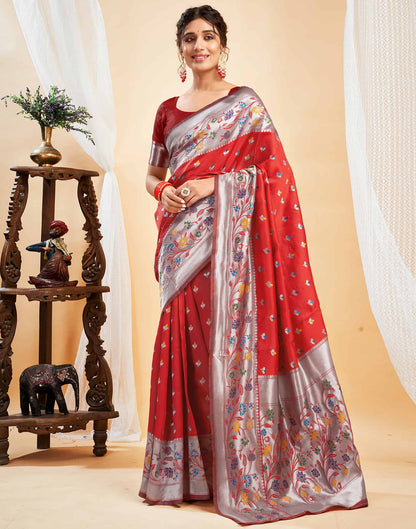 Red Silk Woven Paithani Saree