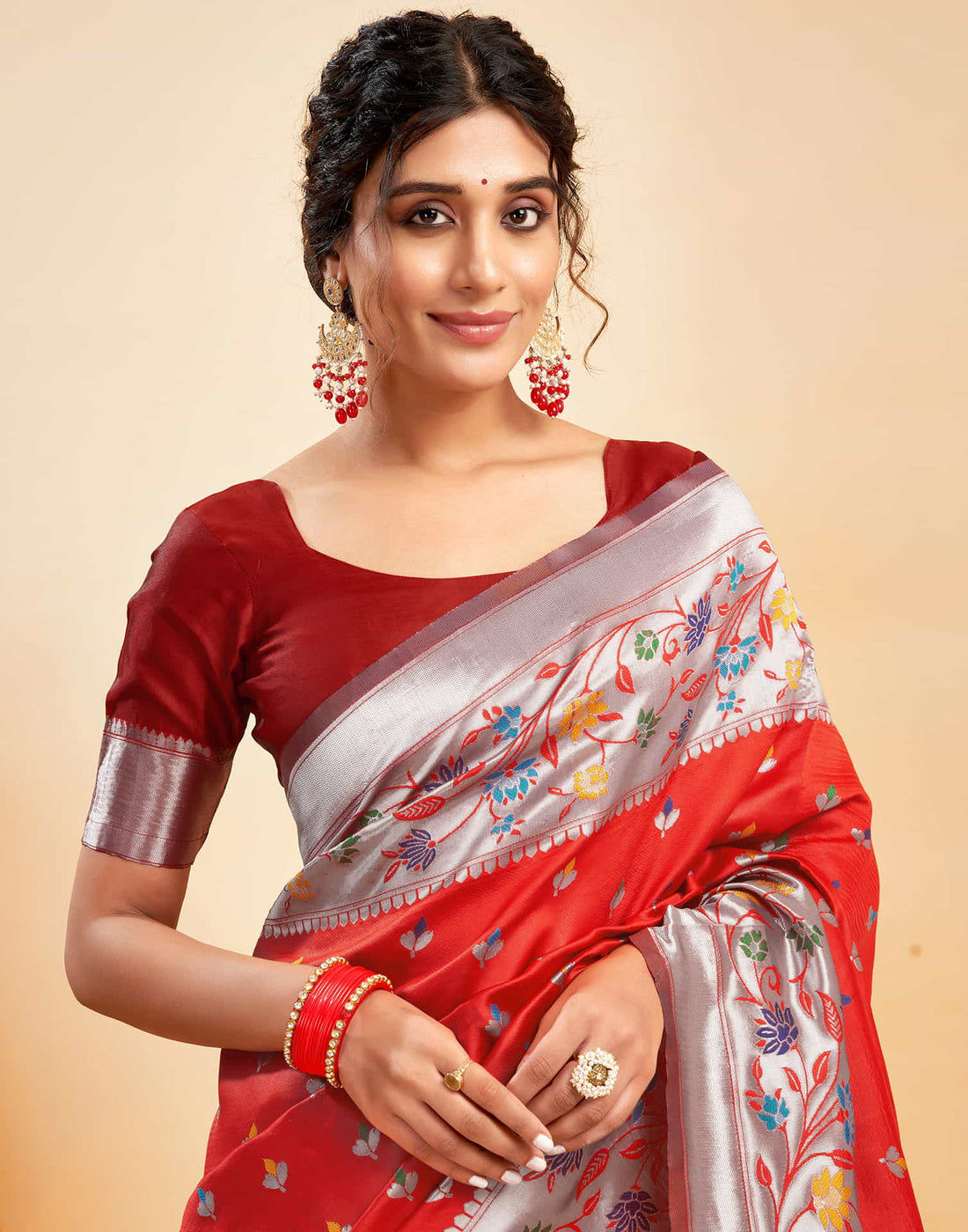 Red Silk Woven Paithani Saree