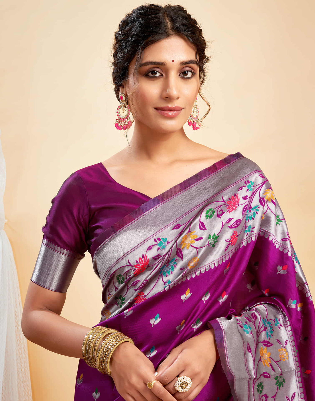 Purple Silk Woven Paithani Saree