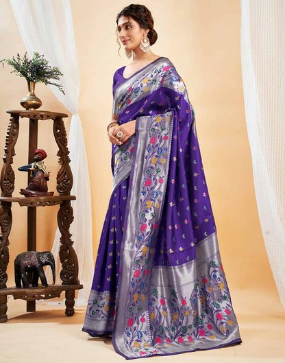 Violet Silk Woven Paithani Saree