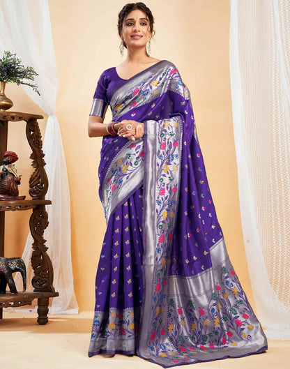 Violet Silk Woven Paithani Saree