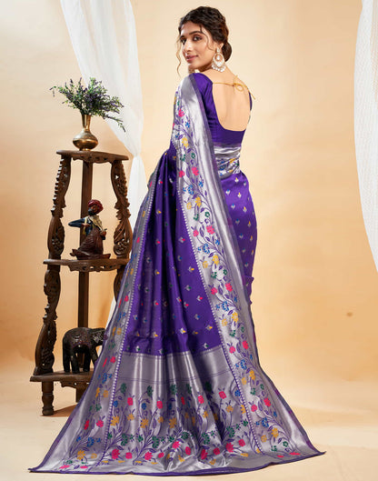 Violet Silk Woven Paithani Saree