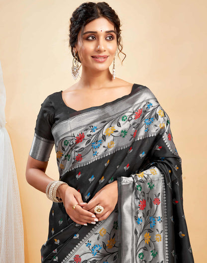 Black Silk Woven Paithani Saree