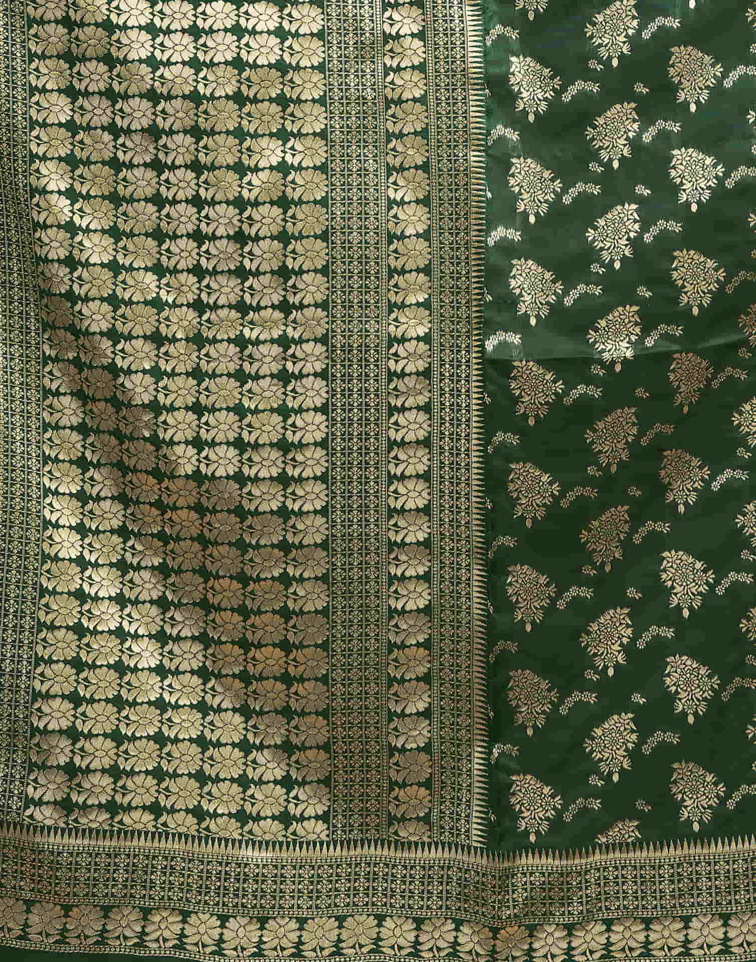 Green Silk Blend Woven Banarasi Saree