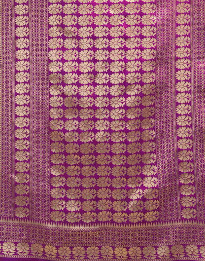 Purple Silk Blend Woven Banarasi Saree