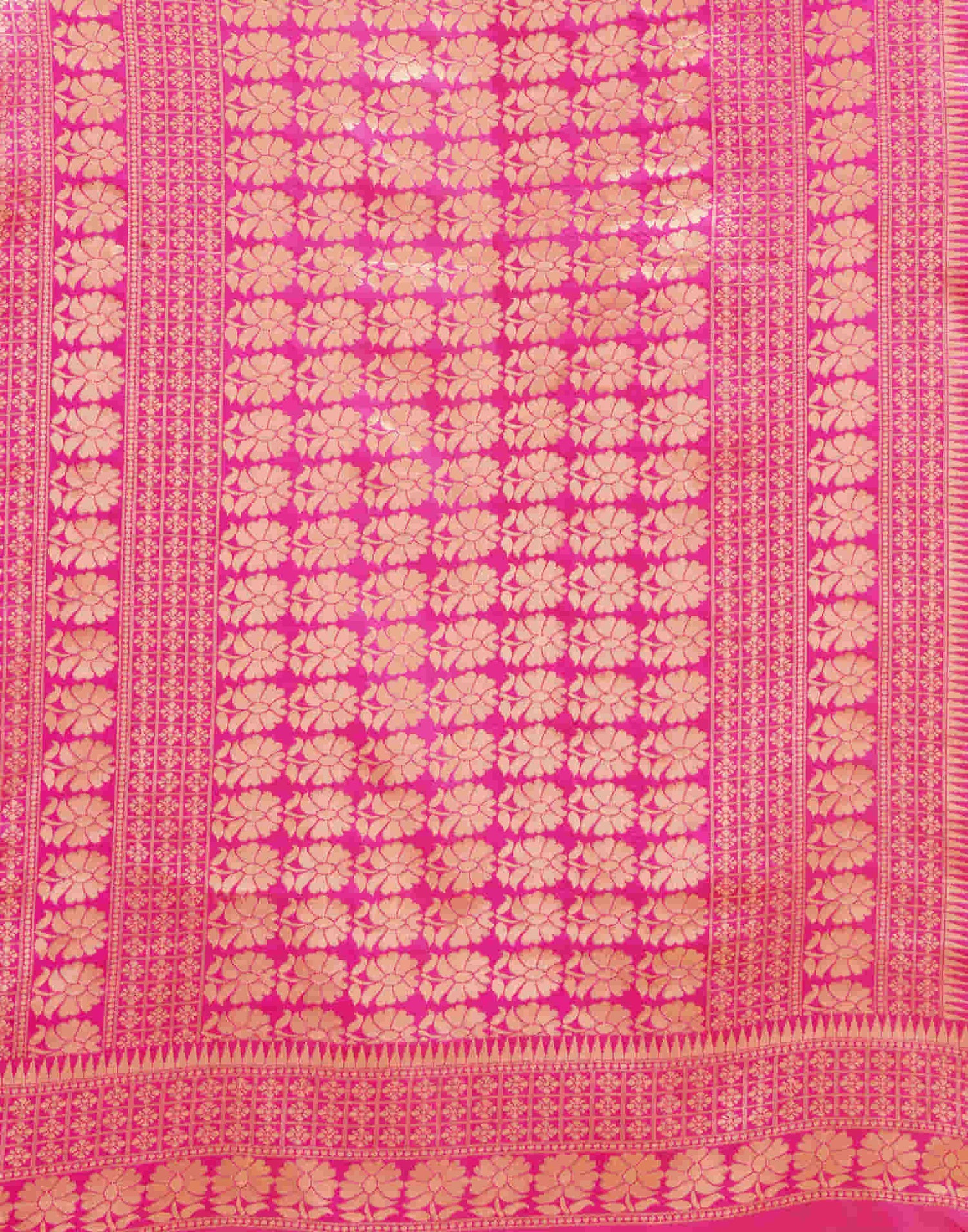 Bright Pink Silk Woven Banarasi Saree