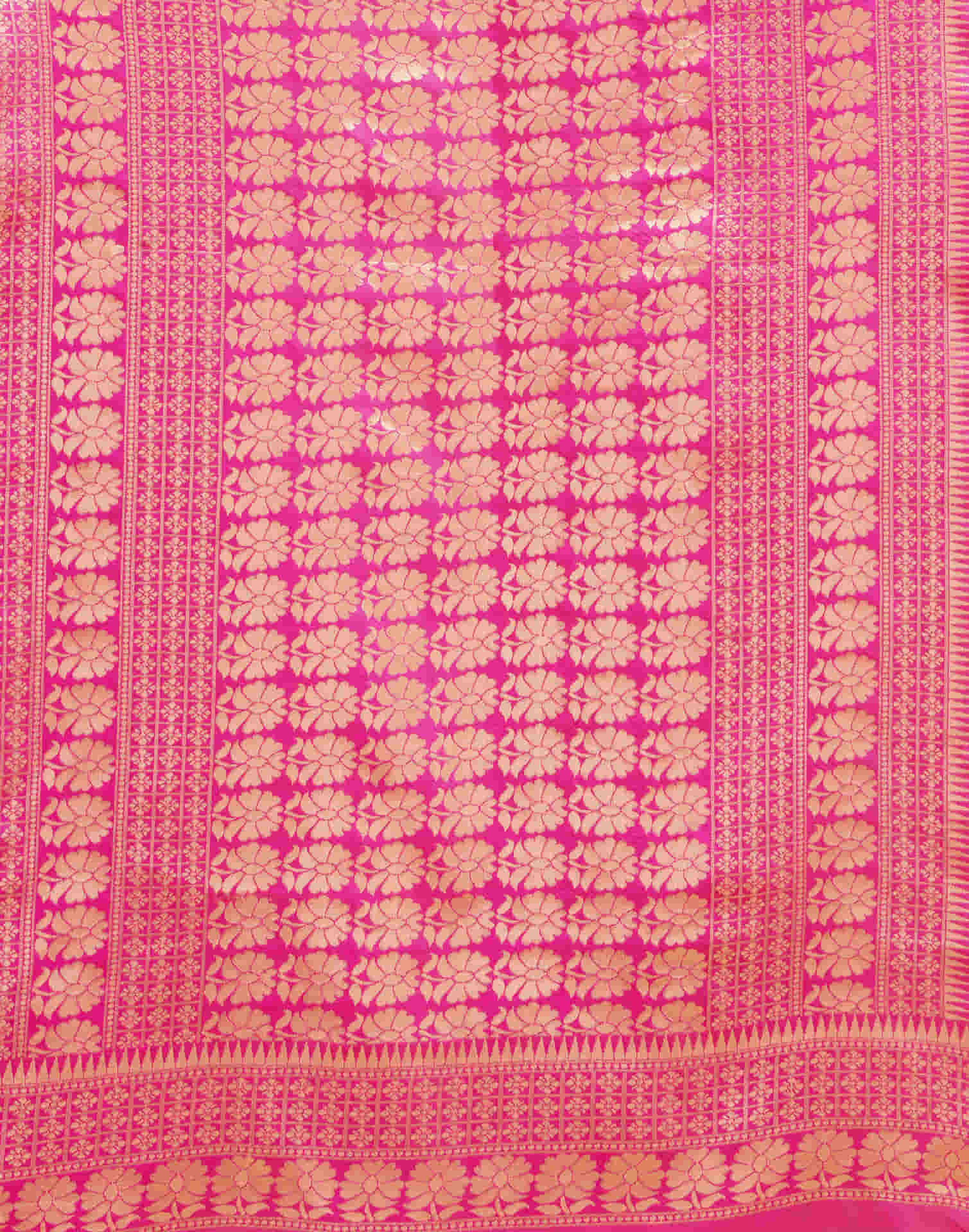 Pink Silk Blend Woven Banarasi Saree