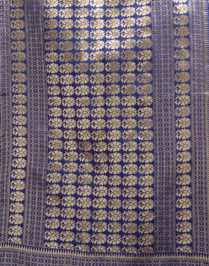 Blue Silk Blend Woven Banarasi Saree