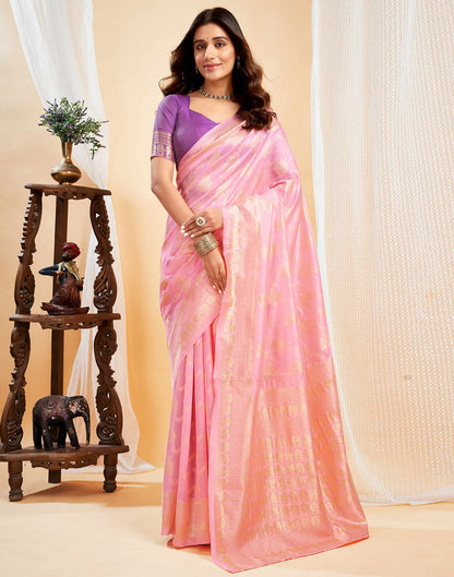 Light Pink Silk Woven Banarasi Saree