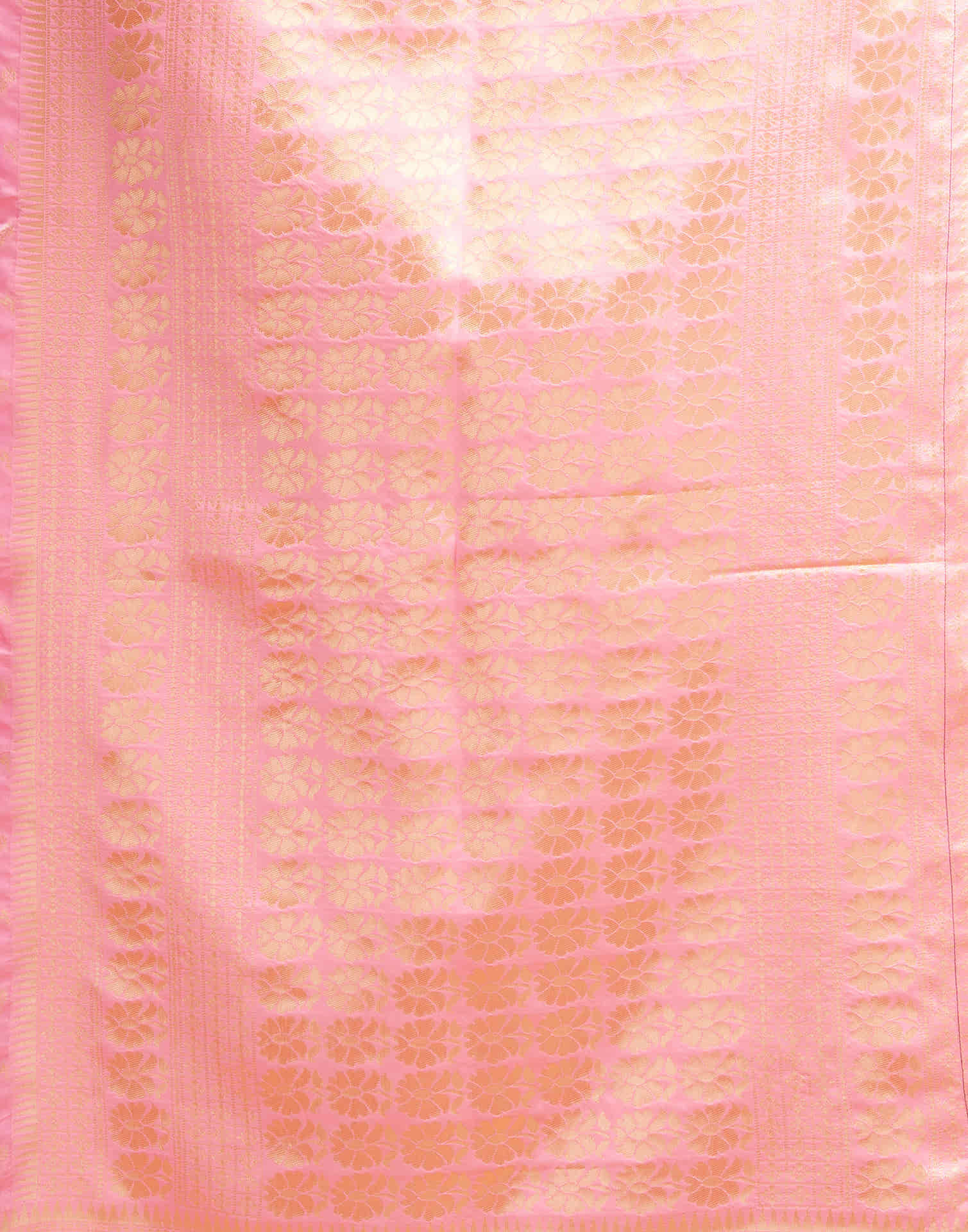 Peach Silk Blend Woven Banarasi Saree