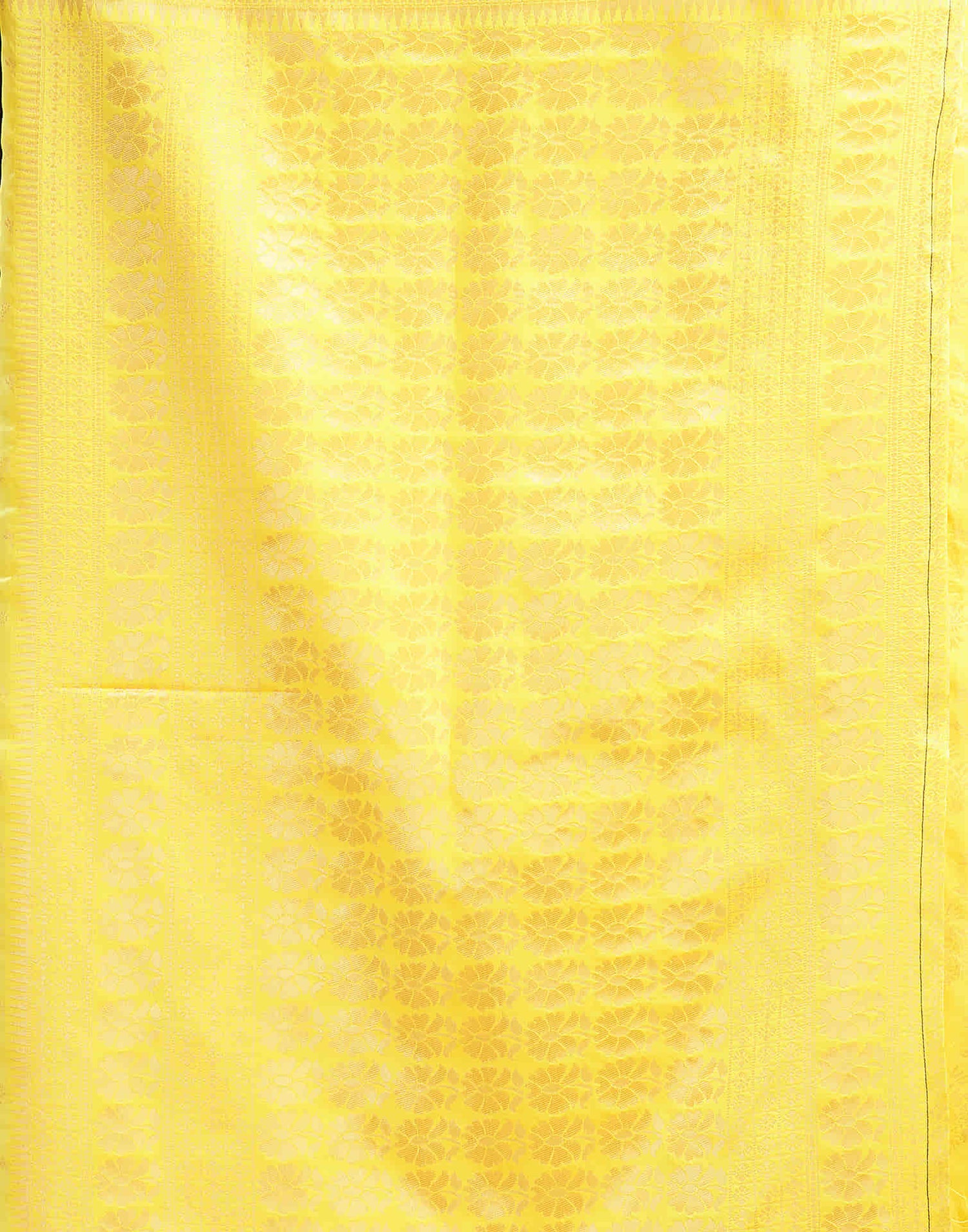 Bright Yellow Silk Woven Banarasi Saree