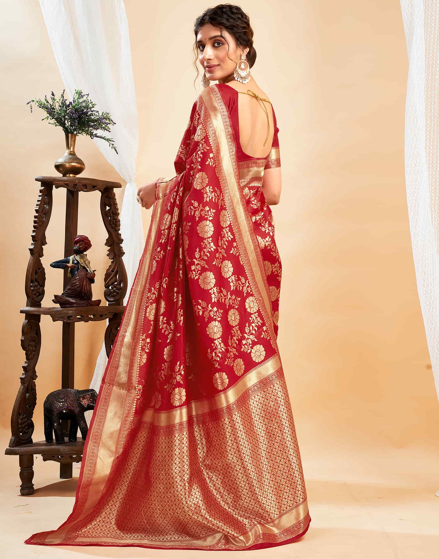 Red Silk Woven Banarasi Saree