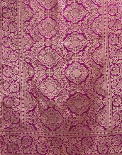 Dark Magenta Silk Woven Banarasi Saree