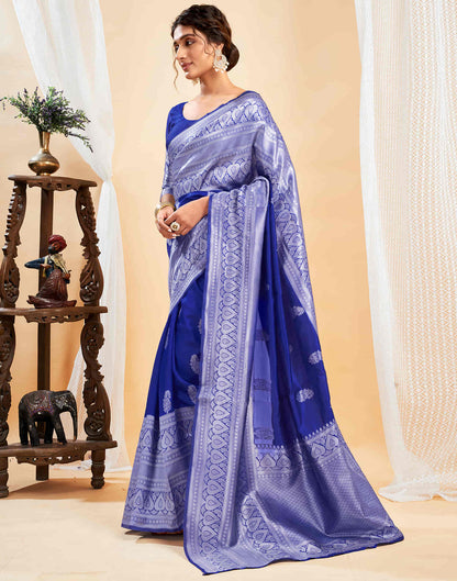 Dark Blue Silk Woven Saree