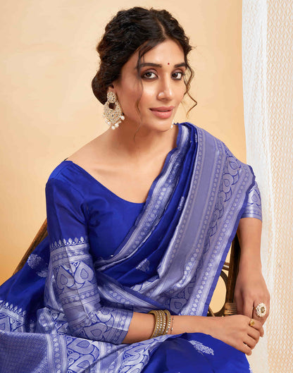 Blue Silk Blend Woven Kanjivaram Saree