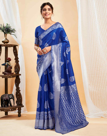 Dark Blue Silk Woven Saree