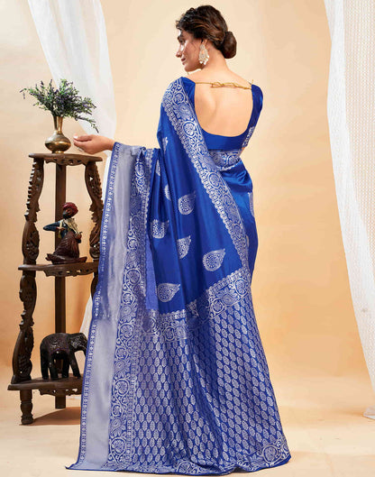 Dark Blue Silk Woven Saree