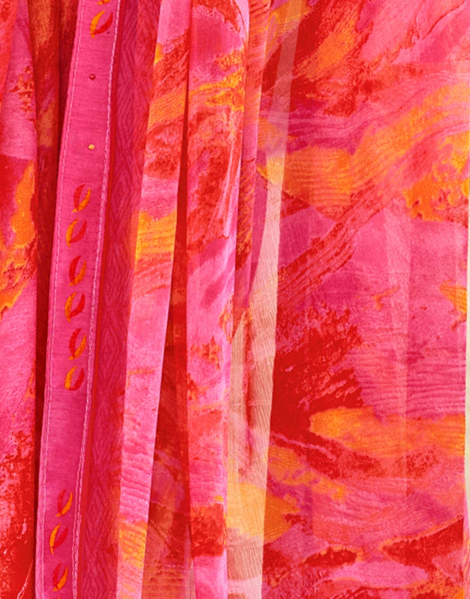 Pink Printed Chiffon Saree