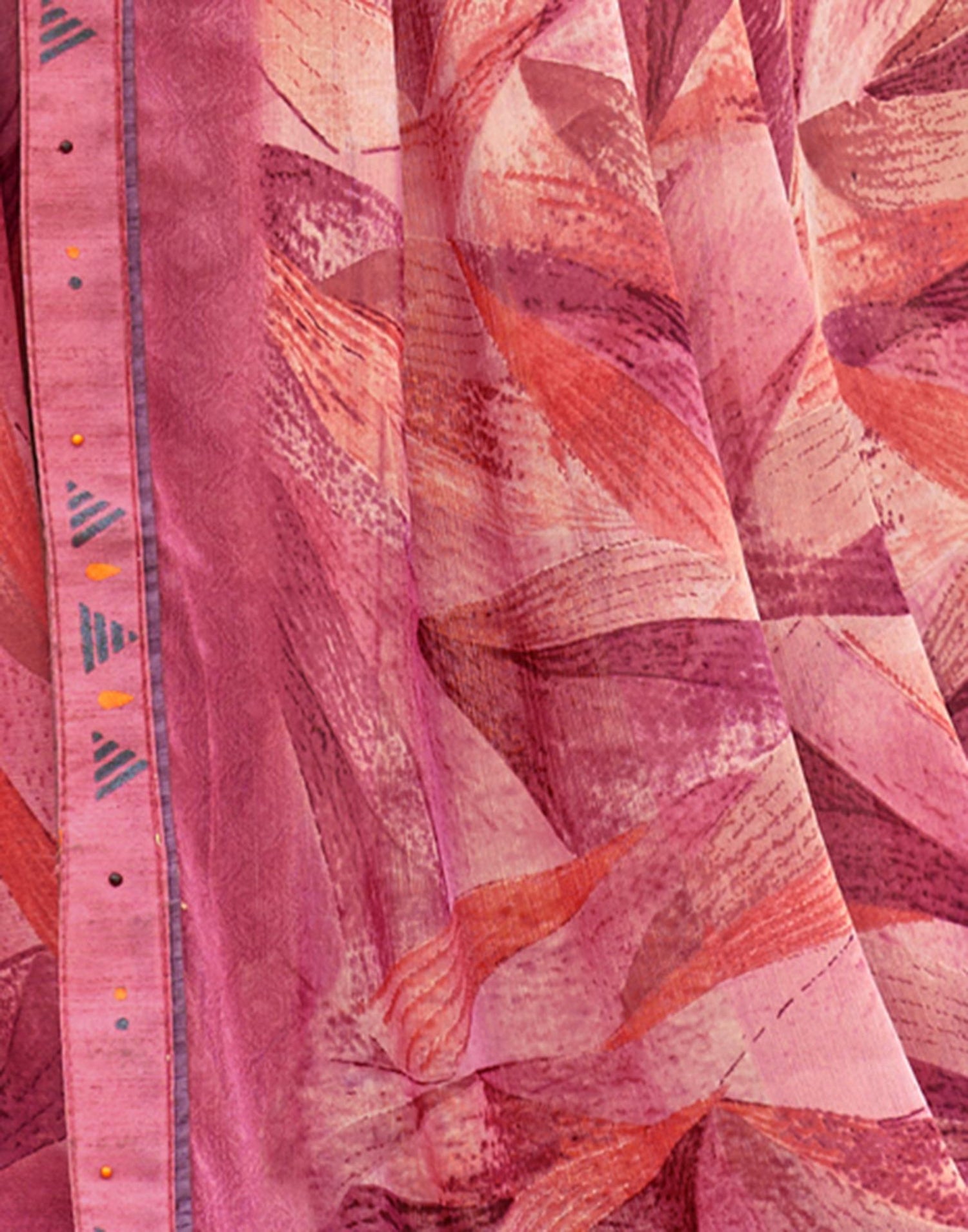 Dusty Pink Printed Chiffon Saree