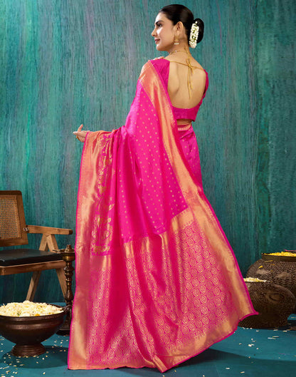 Magenta Silk Woven Banarasi Saree