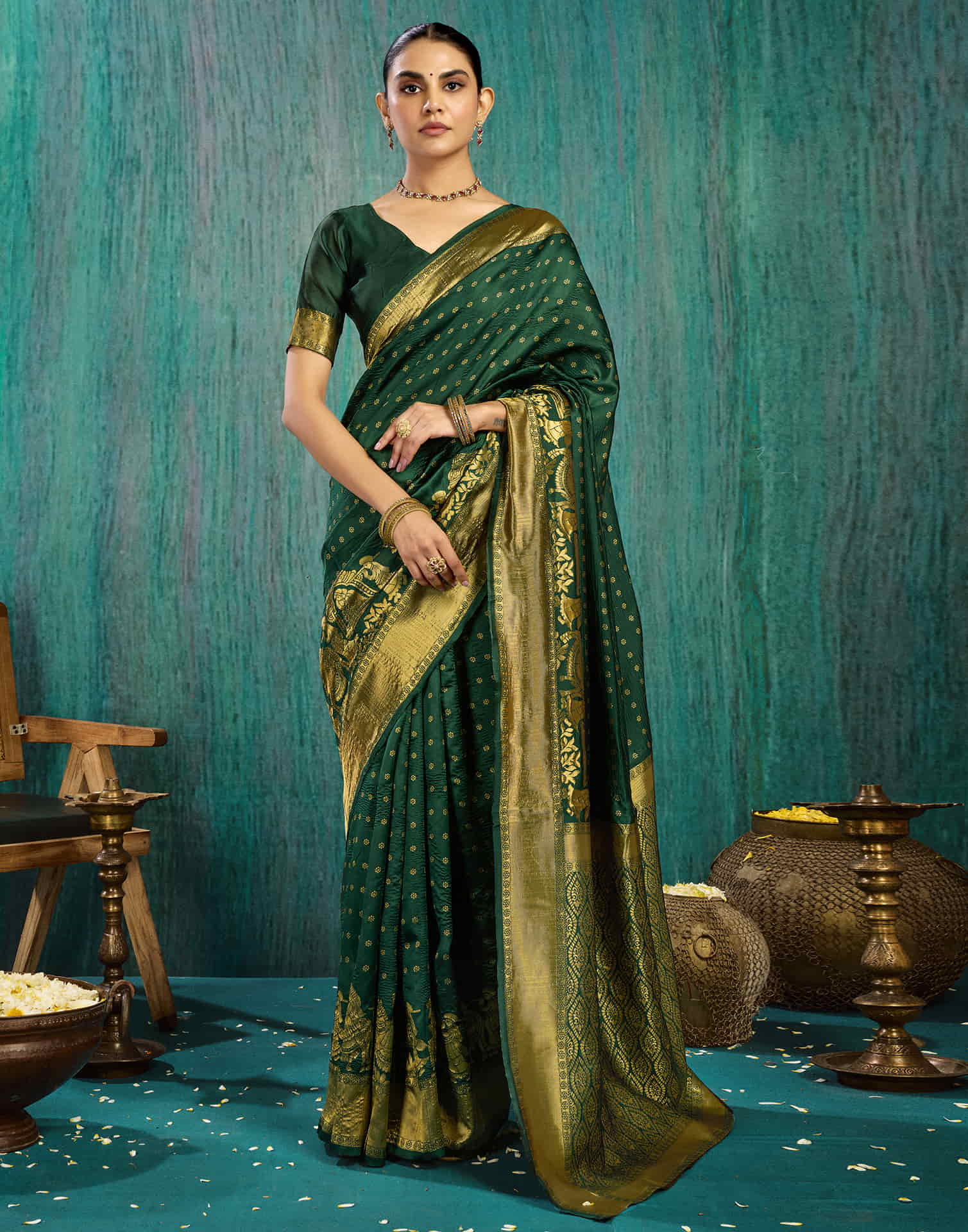 Green Silk Woven Kanjivaram Saree