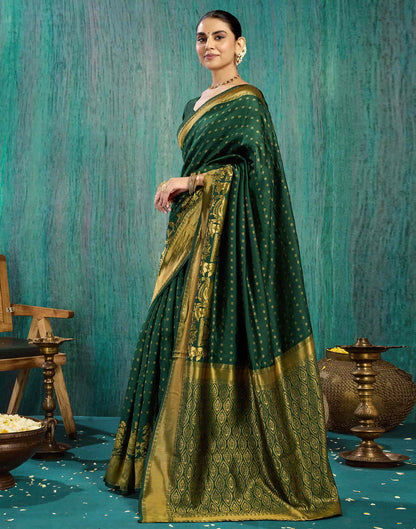 Dark Green Silk Woven Banarasi Saree