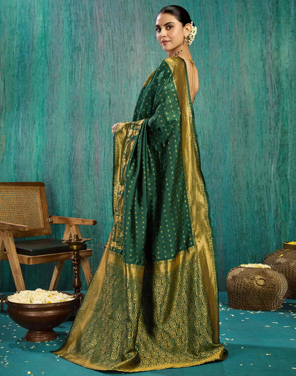 Dark Green Silk Woven Banarasi Saree