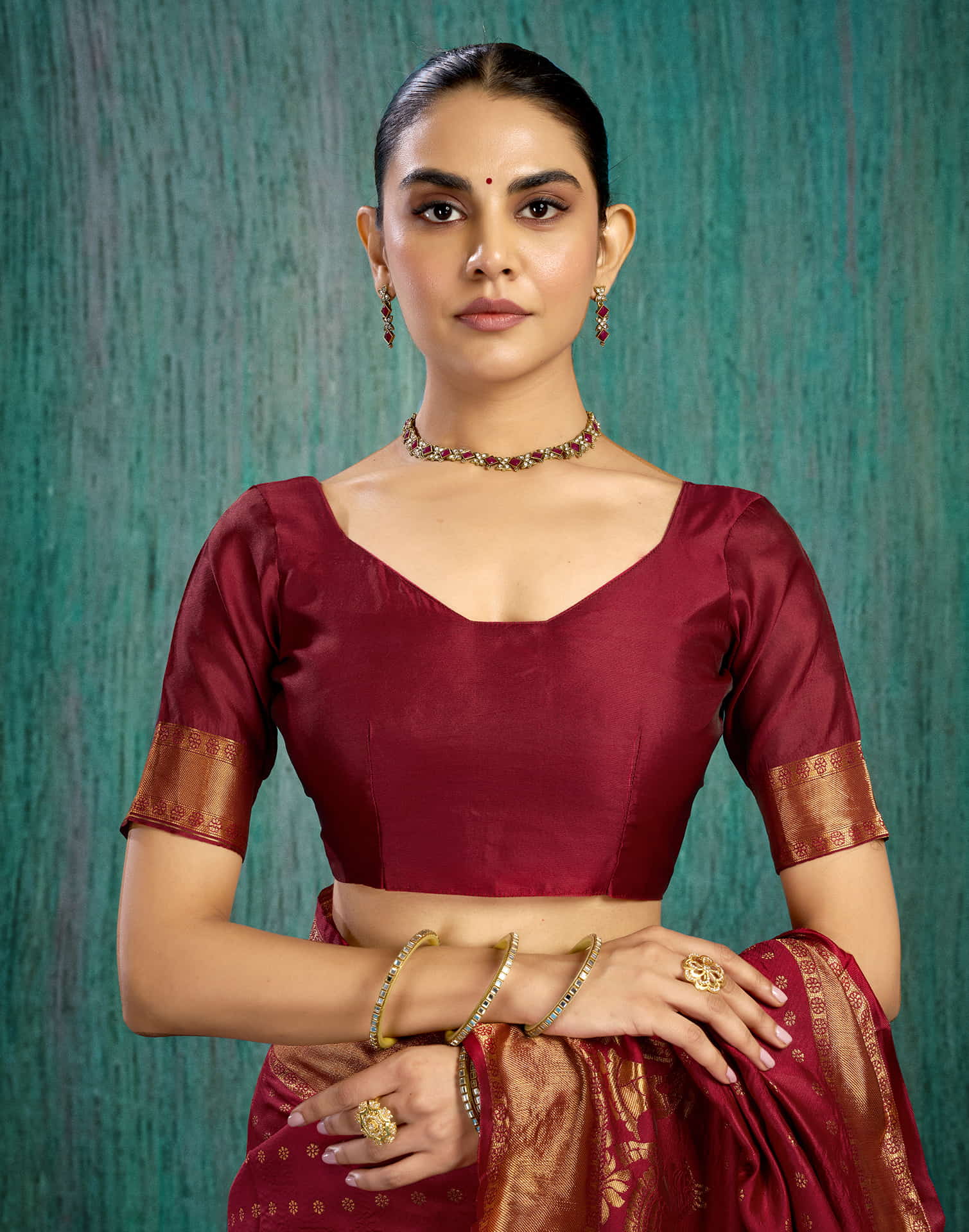 Maroon Silk Woven Kanjivaram Saree