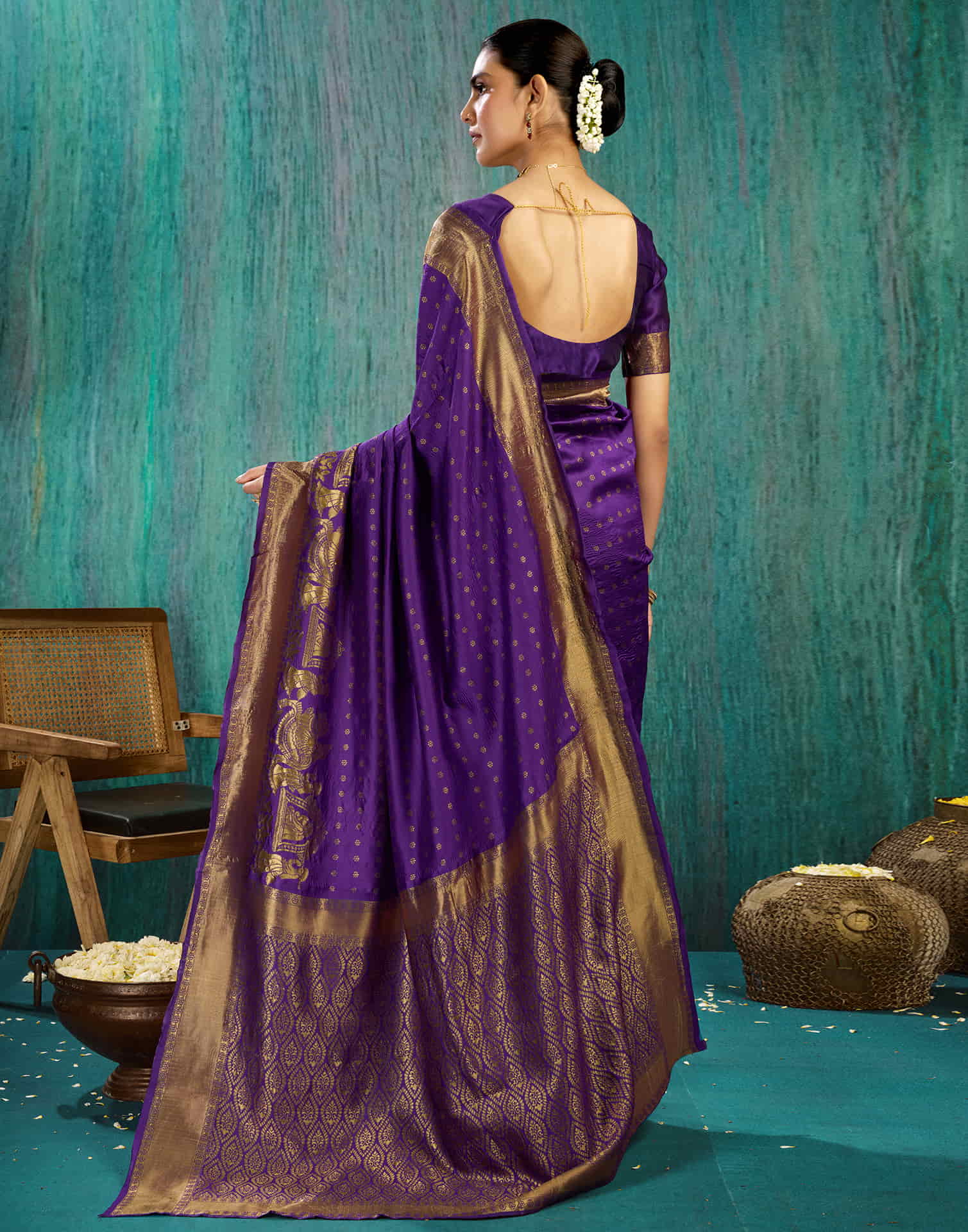 Violet Silk Woven Banarasi Saree