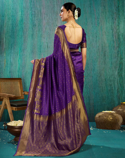 Violet Silk Woven Kanjivaram Saree