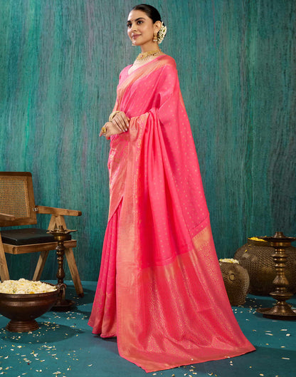 Warm Pink Silk Woven Kanjivarm Saree