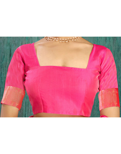 Warm Pink Silk Woven Kanjivarm Saree