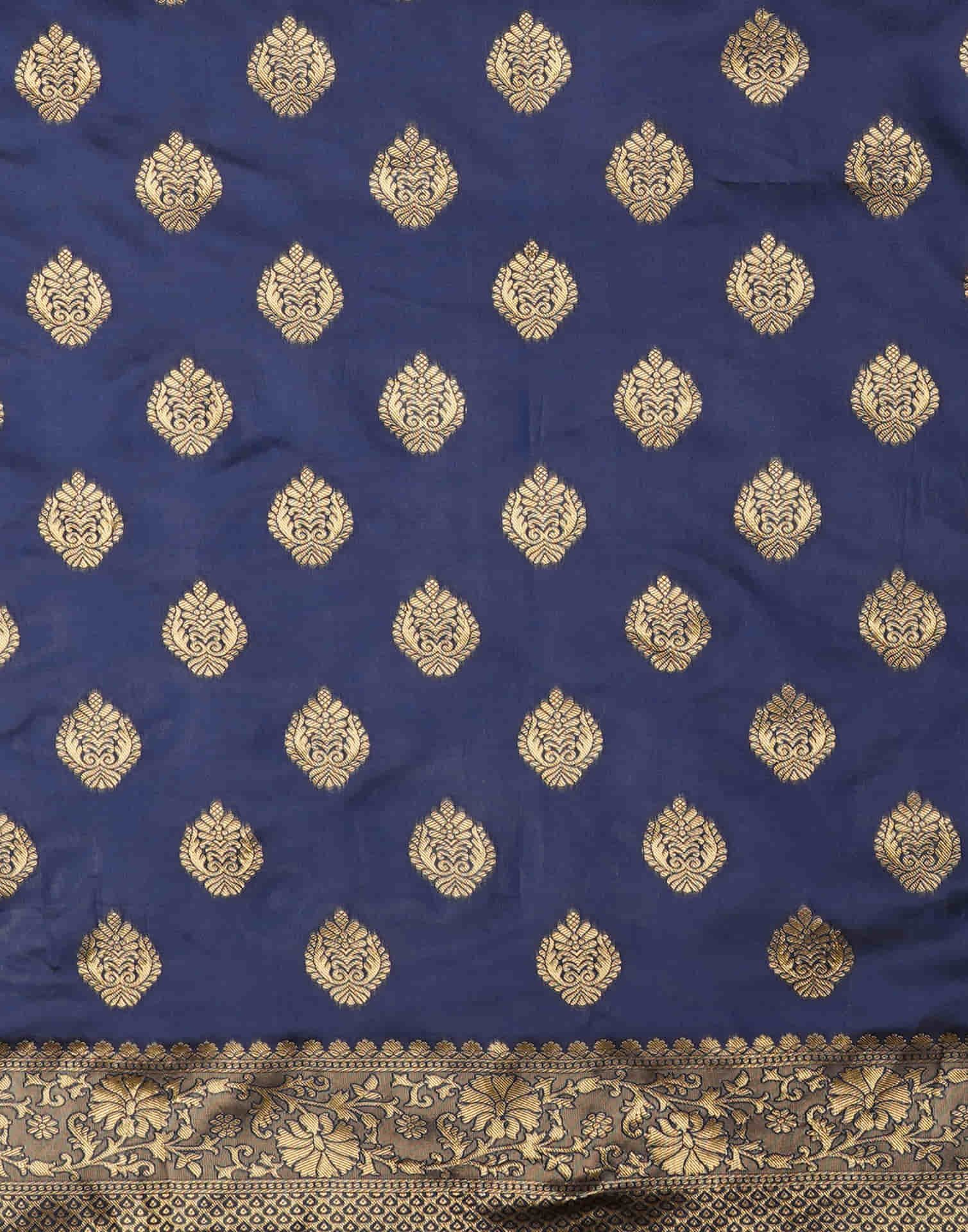 Blue Silk Blend Woven Banarasi Saree