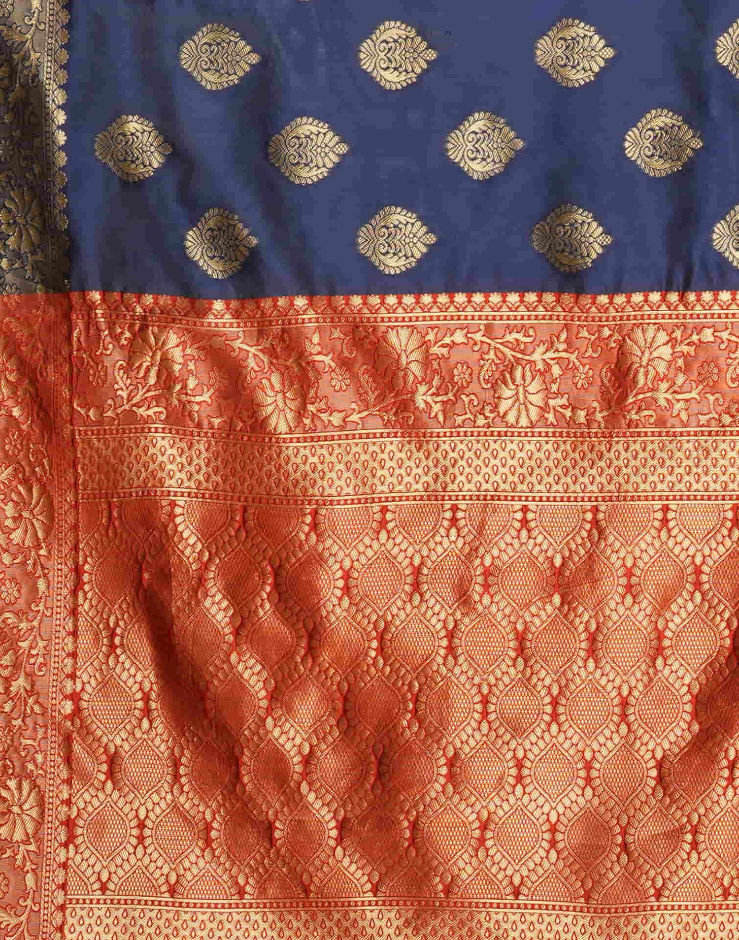 Blue Silk Blend Woven Banarasi Saree