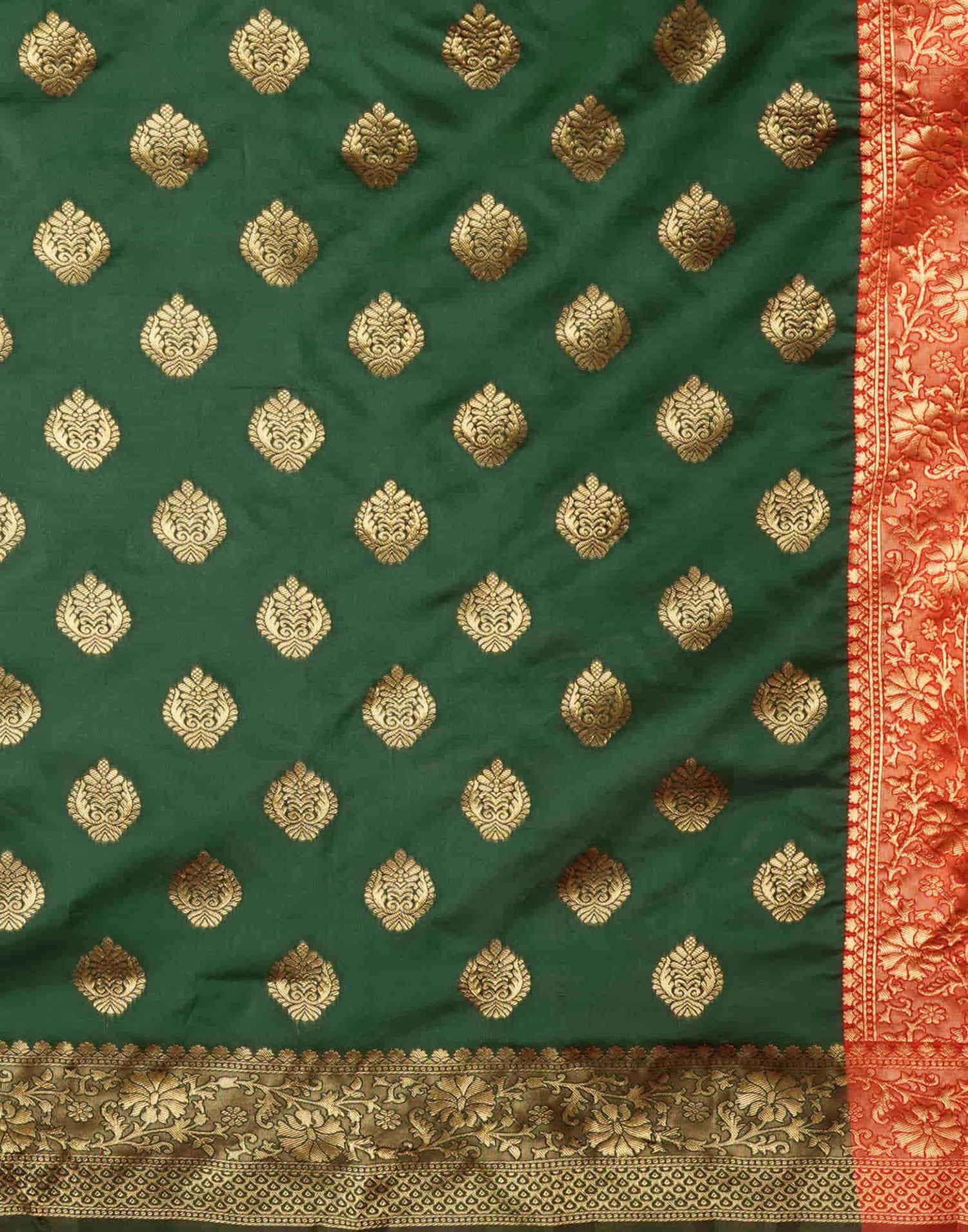 Green Silk Blend Woven Banarasi Saree