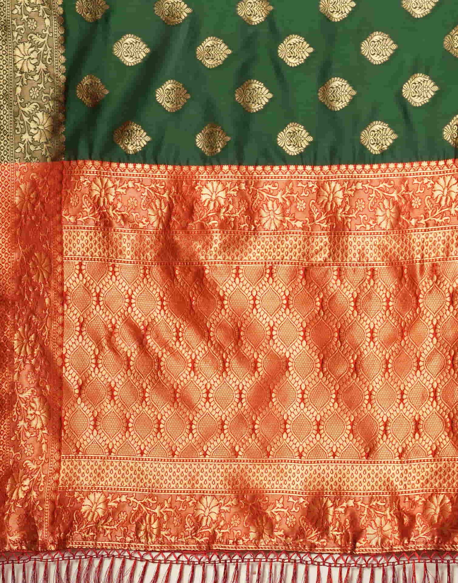 Green Silk Blend Woven Banarasi Saree