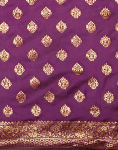 Purple Silk Blend Woven Banarasi Saree