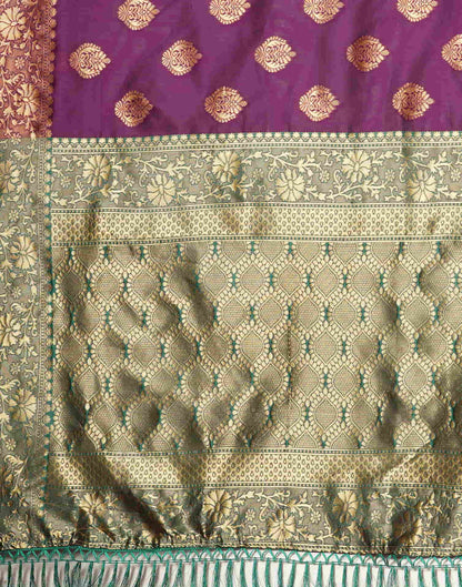 Purple Silk Blend Woven Banarasi Saree