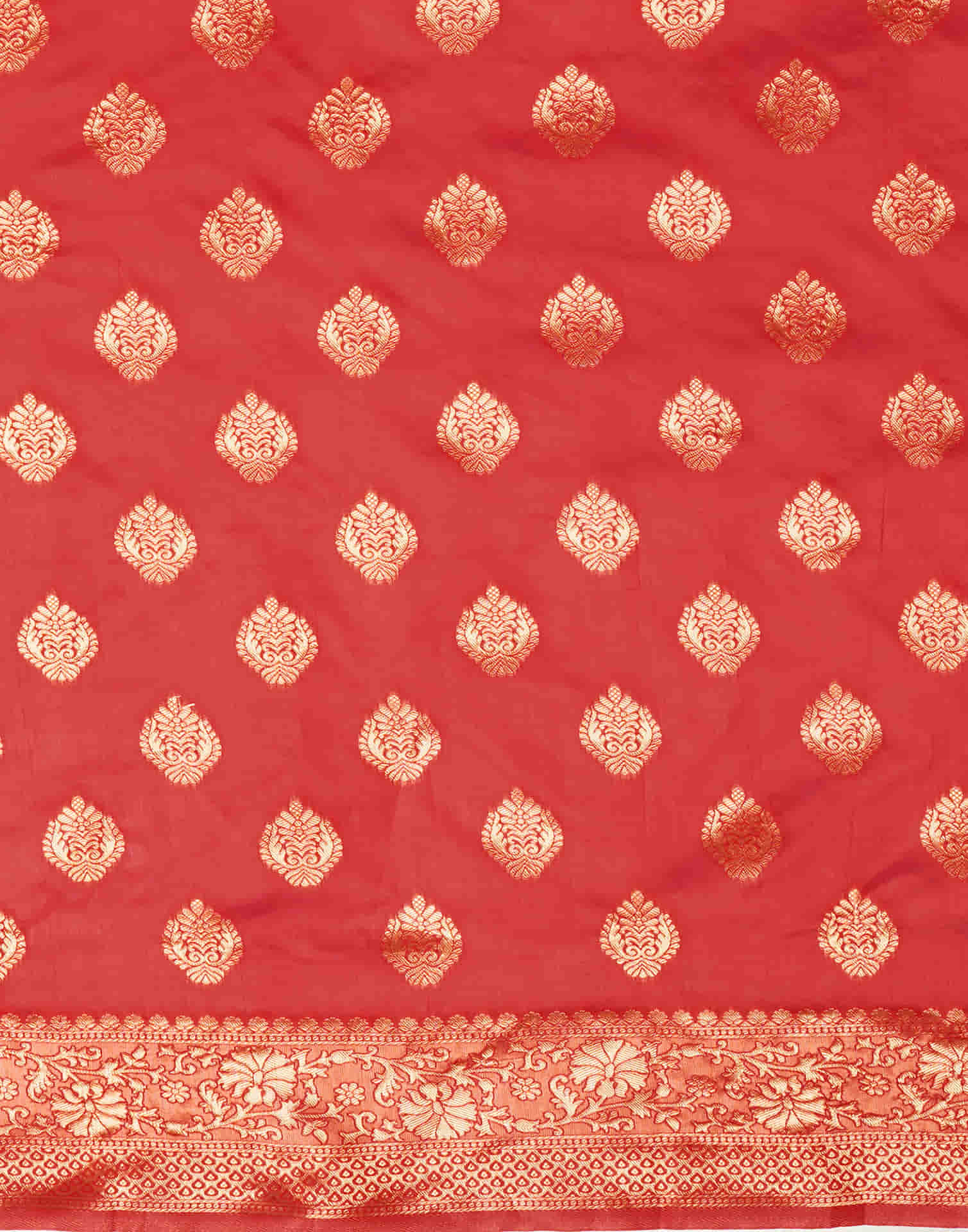 Red Silk Blend Woven Banarasi Saree