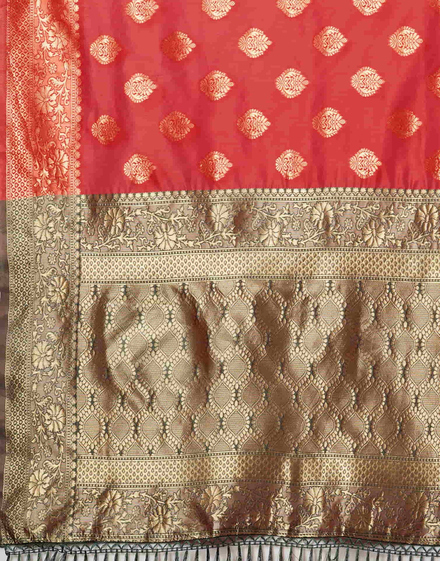 Red Silk Blend Woven Banarasi Saree